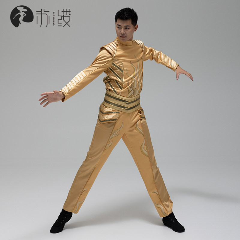 苏缕男生现代舞歌伴舞男款开场舞伴舞服装金色爵士舞表演舞服定制