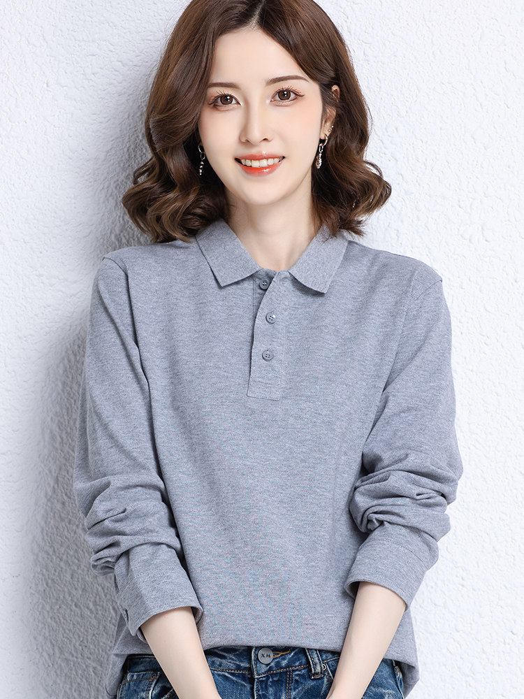 纯棉长袖t恤女男春秋季宽松翻领大码上衣polo衫定制印logo工作服,女装/女士精品,T恤,淘宝优惠券,粉丝福利购,淘宝优惠卷