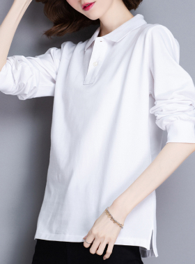 春秋纯棉宽松长袖t恤男女员工装广告polo衫定制刺绣印logo工作服