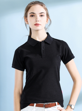 翻领T恤女短袖韩版修身显瘦纯棉保罗 上衣夏季休闲POLO衫定制印字