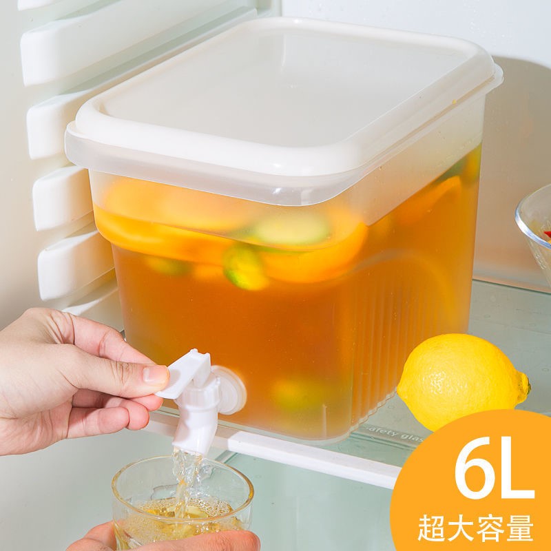 夏天冰水果汁桶冷水壶带龙头冰箱家用耐高温大容量6L冷饮水果茶壶