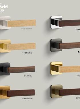 雅戈曼「木端」卧室原木纹门锁室内静音磁吸中式房门锁覆古门把手