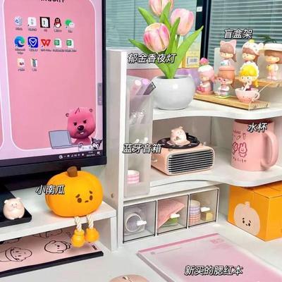 办公桌上工位布置女生办公室改造神器好物转角桌面置物架