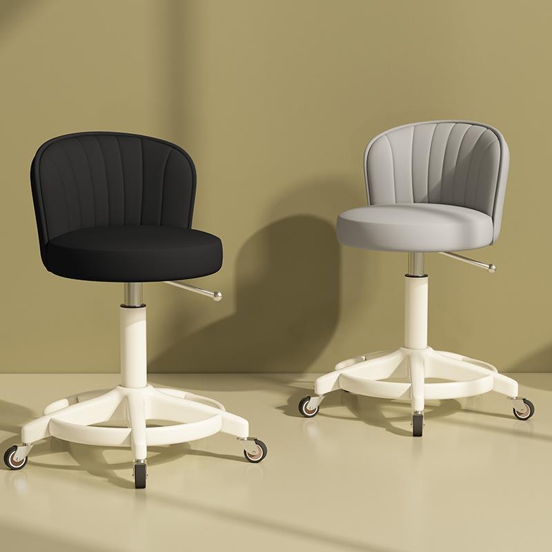 美容美发凳子靠背椅升降大工椅滑轮家用凳美甲发廊理发店吧台椅