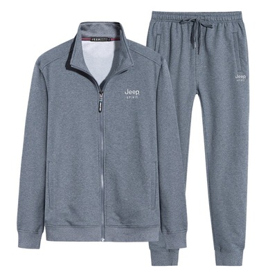 JEEP吉普官方中年款男装正品男士套装卫衣开衫两件套运动卫裤外套