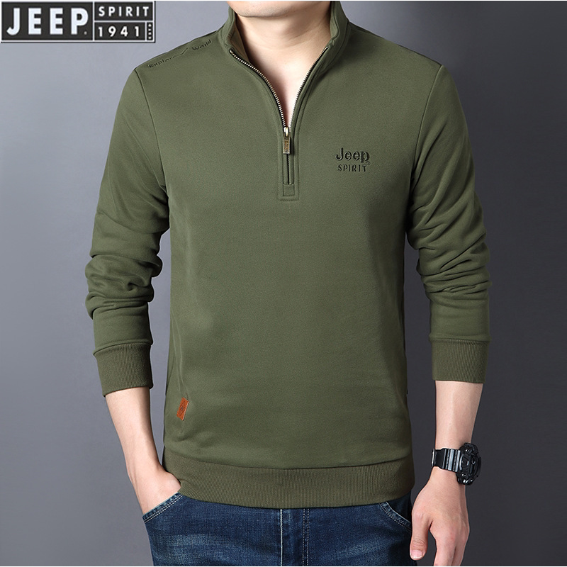 JEEP吉普官方中年款男装正品半休闲卫衣立领外套长袖大码中年男款