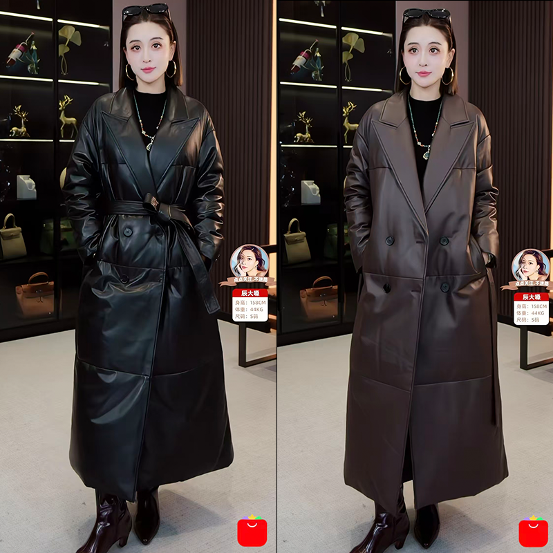 【辰大嗓严选】女士长款绵羊皮鹅绒服保暖外套M1630