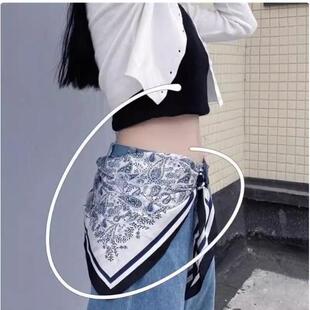 腰间配饰丝巾系在腰上的丝巾腰间三角巾街舞腰巾抹胸外穿防晒披肩