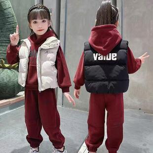 女童装冬装套装3女孩衣服女宝宝男小孩4三件套5加绒6加厚八7十9岁