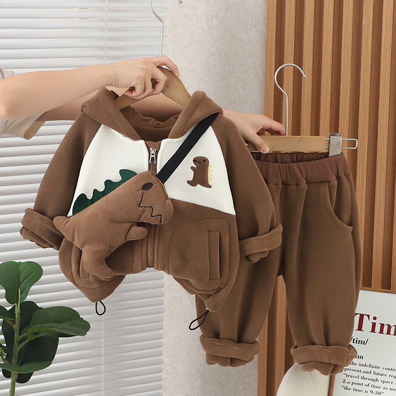 男童冬装套装小孩男宝宝衣服秋装婴儿外套厚加绒一1岁半2周岁3多4