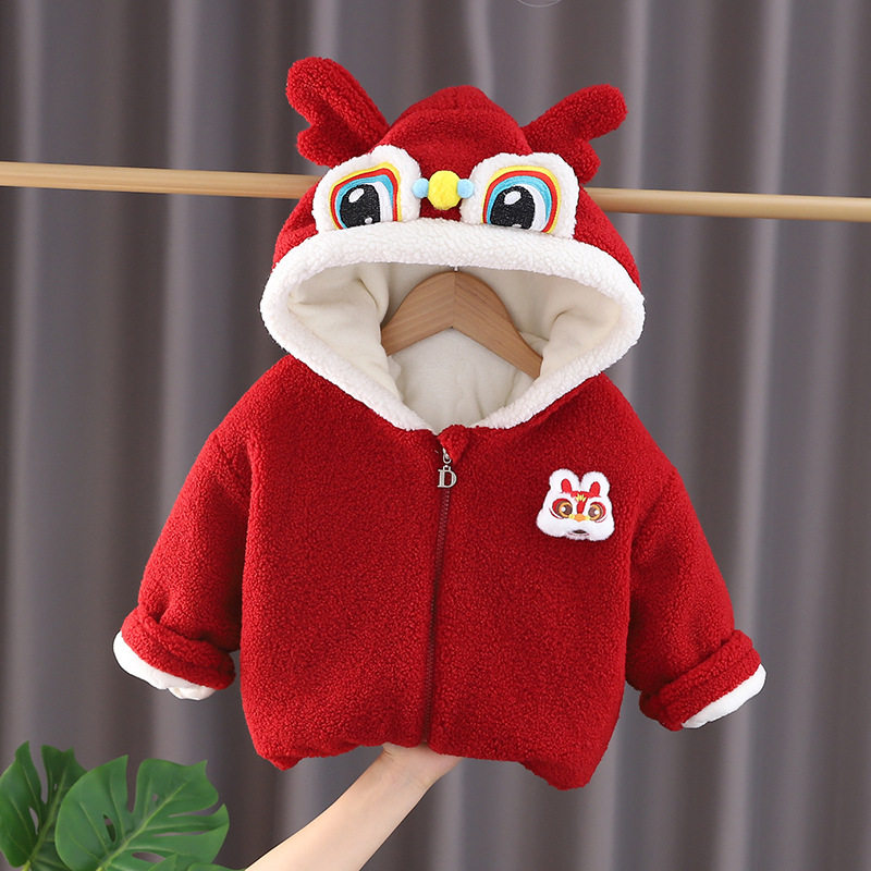 加绒加厚外套过年宝宝拜年服男冬装棉衣服女0一1岁半两周岁3到4多