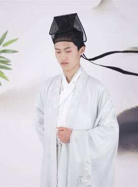 新款创代设明代汉服帽子飘飘巾古代秀才巾帽古风透纱网巾明代道袍