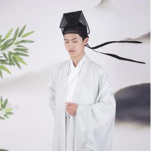 新款创代设明代汉服帽子飘飘巾古代秀才巾帽古风透纱网巾明代道袍