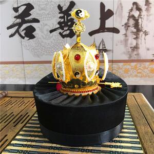 新款合金太极铜莲花冠武当混元巾道士法事法器用品道帽法衣高功六