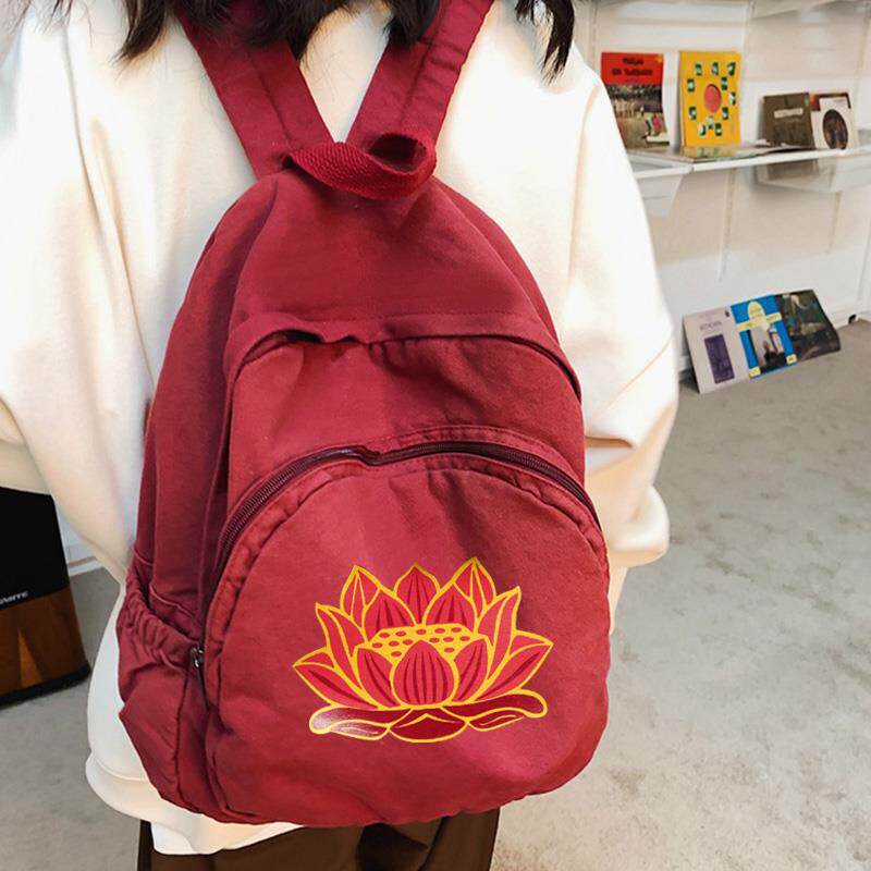 特卖红莲佛包居士包僧包上香软包中小轻便双肩包帆布佛系禅意背包