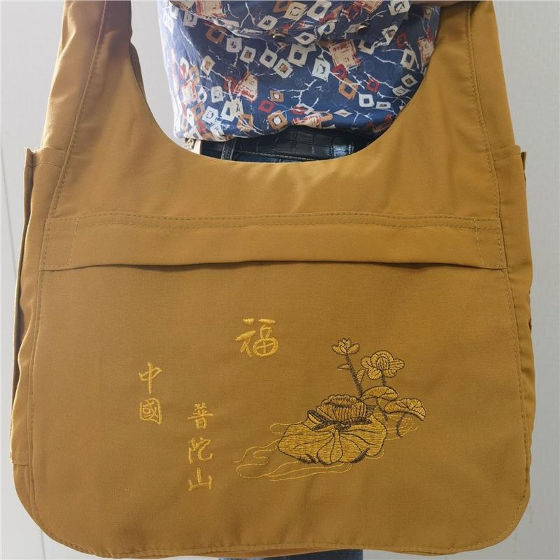 特卖旅游进香包烧香拜佛僧包布袋香包居士包普陀山佛袋拜拜背包斜