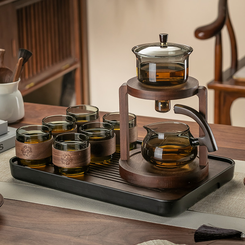 高档玻璃自动茶具套装网红磁吸泡茶壶茶杯家用功夫茶懒人泡茶神器