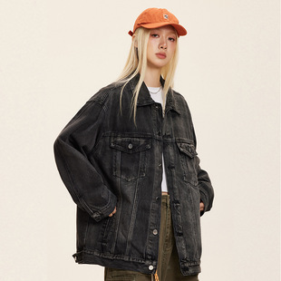 CATTEE美式 宽松百搭休闲夹克牛仔上衣 复古风怀旧牛仔外套春秋季