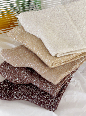 ACHIC/金银丝袜子女春夏新品韩版亮晶晶简约时尚潮流咖色系中筒袜