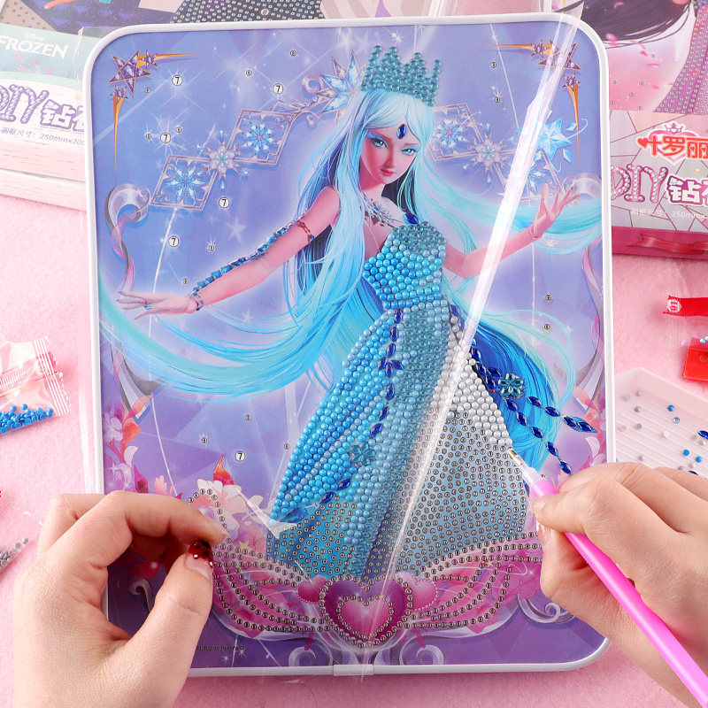 钻石贴画叶罗丽公主冰雪艾莎女孩手工diy玩具立体粘贴儿童画摆件