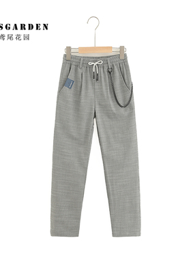 意大利男童春夏浅灰色人棉弹力混纺休闲西裤长裤8-16岁帅气