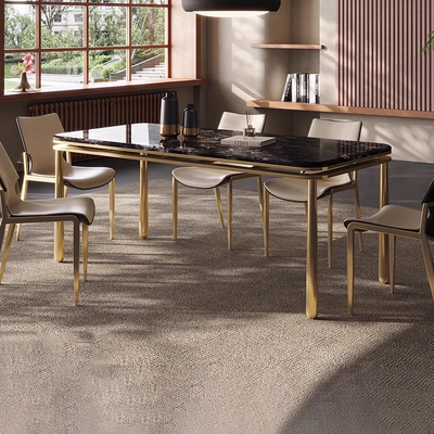 古调轻奢大理石餐桌现代简约意式家用小户型高级感奢石长方形饭桌