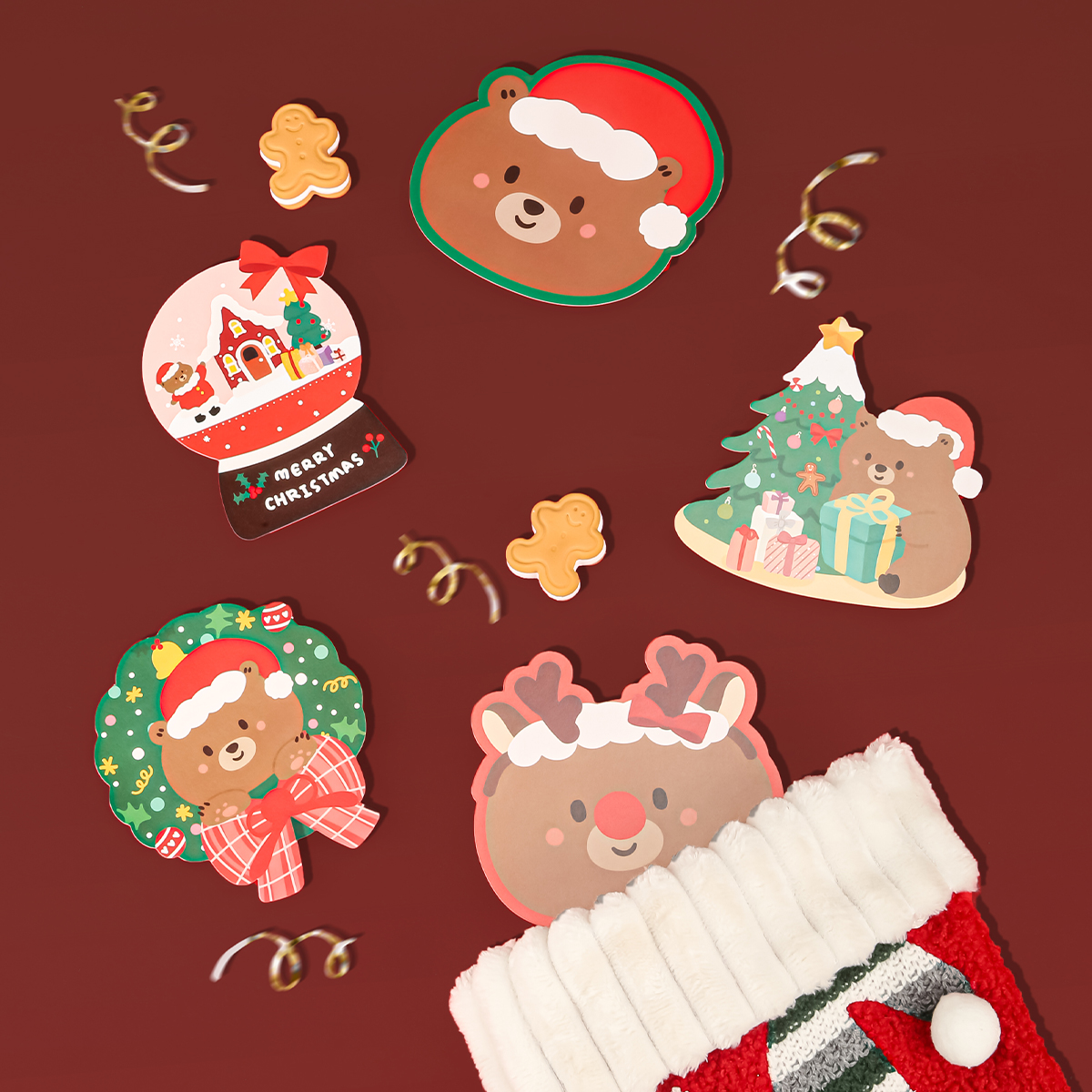 可可熊系列圣诞节新年贺卡明信片