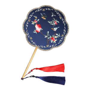手工刺绣团扇子新中式古风双面结婚新娘苏绣国风汉服宫扇明制秀禾