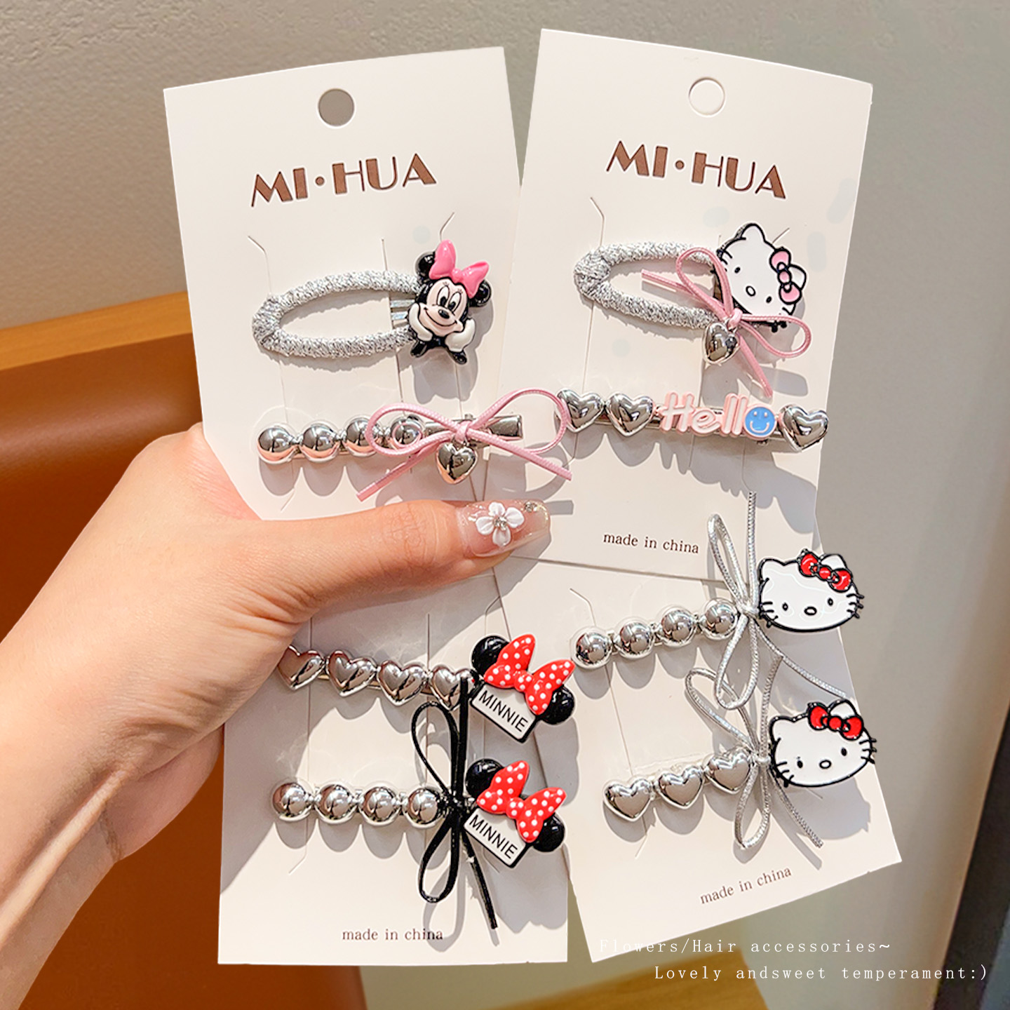 儿童发夹可爱甜美发卡女童宝宝卡通KT猫碎发发卡小女孩侧边夹发饰