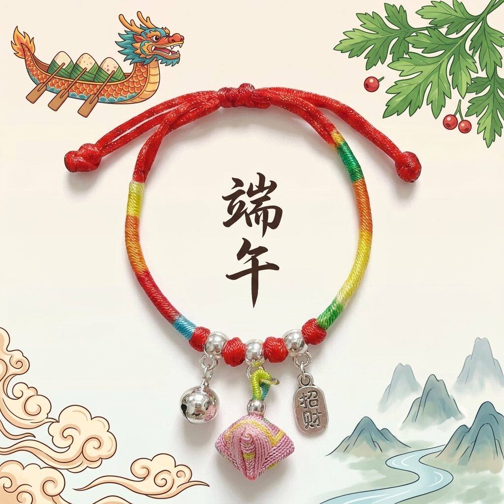 端午节五彩手绳手链儿童编织手串祝福祈愿女童男童礼物手环五色线