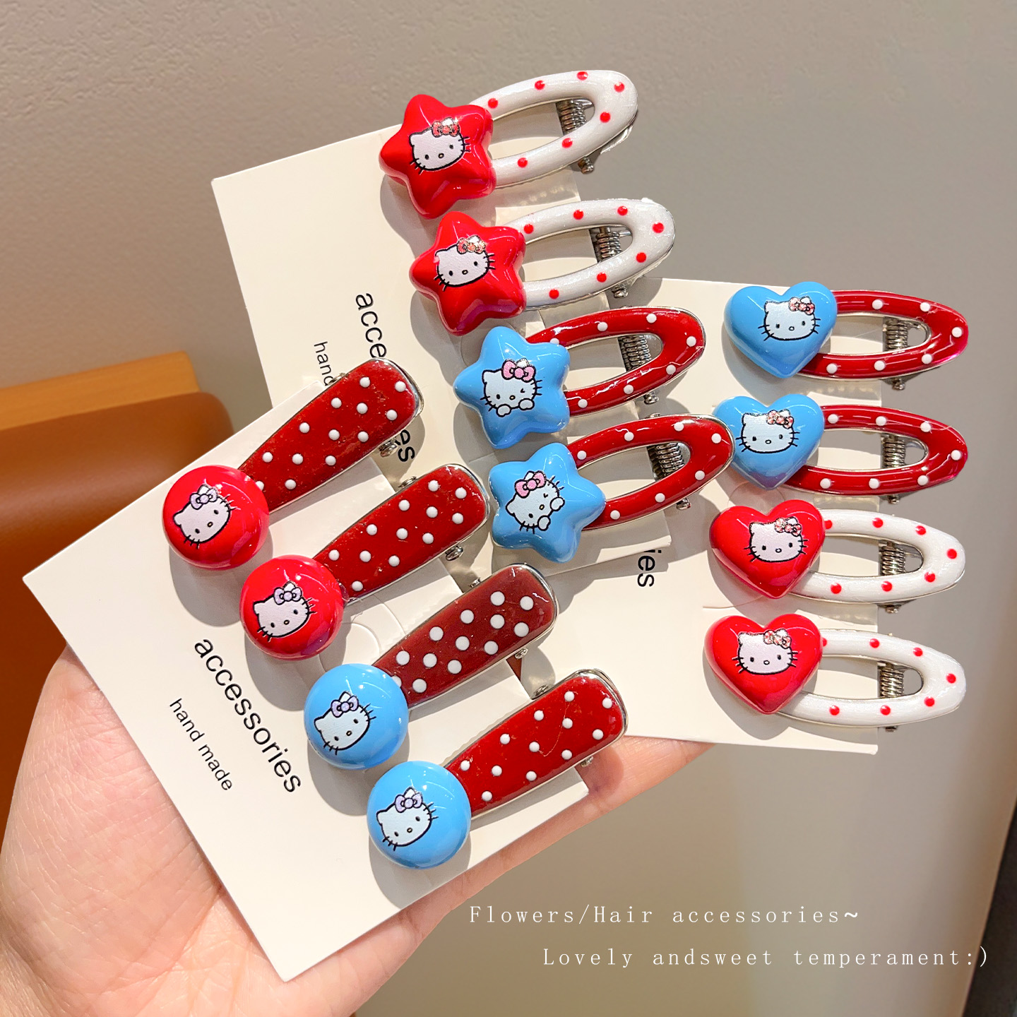 儿童2025新款发夹女童可爱KT猫波点发卡女童宝宝刘海侧边夹子头饰