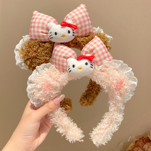 儿童发箍可爱KT猫玩偶蝴蝶结发卡小女孩高颅顶防滑头箍不伤发发饰