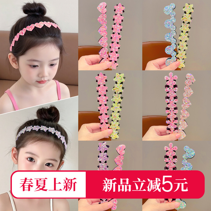 儿童发箍亮片魔术贴加长头箍女童宝宝碎发整理神器不伤发发饰头饰