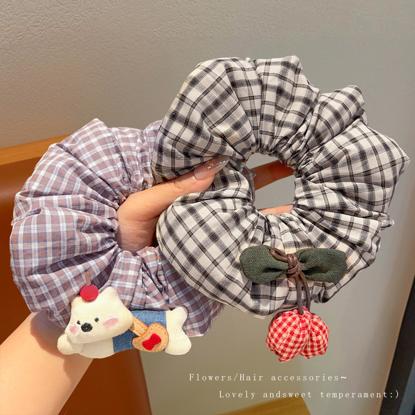 儿童大肠发圈可爱格子小狗发绳小女孩高弹力扎头发皮筋不伤发发饰,童装/婴儿装/亲子装,发饰,淘宝优惠券,粉丝福利购,淘宝优惠卷