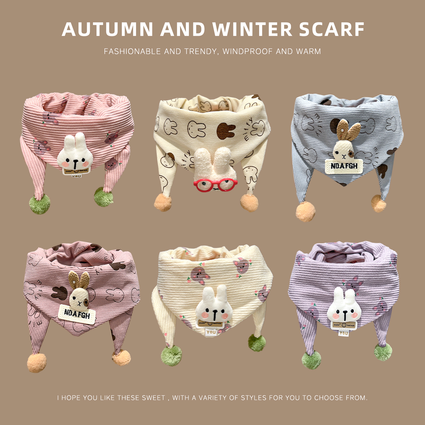 儿童围巾女宝宝外出护颈三角围巾小孩子脖套秋冬薄款户外围脖防风