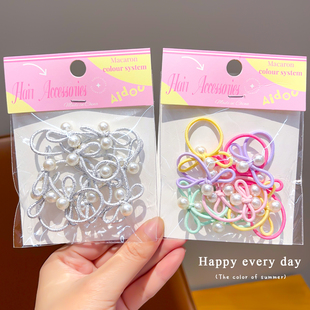 儿童发圈可爱糖果色珍珠扎发头绳小女孩麻花辫马尾发绳弹力不伤发