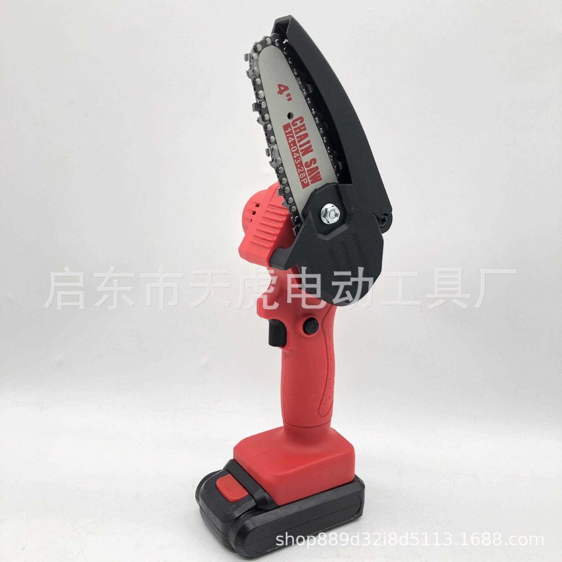 新款直销迷你电链锯充电式小型电锯伐木修枝园林园艺工具4寸手锯