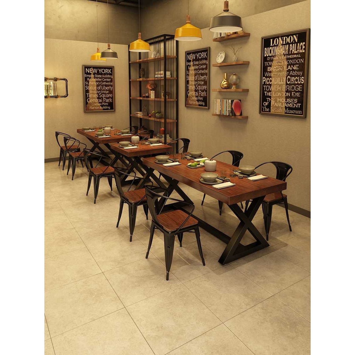 新款直销铁艺实木经济款烧烤小吃快餐店餐桌椅组合牛肉店长方形吃,住宅家具,板木餐桌,淘宝优惠券,粉丝福利购,淘宝优惠卷