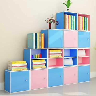 新款直销木质书柜格子柜抽屉柜夹缝收纳柜儿童书柜带门储物柜木格