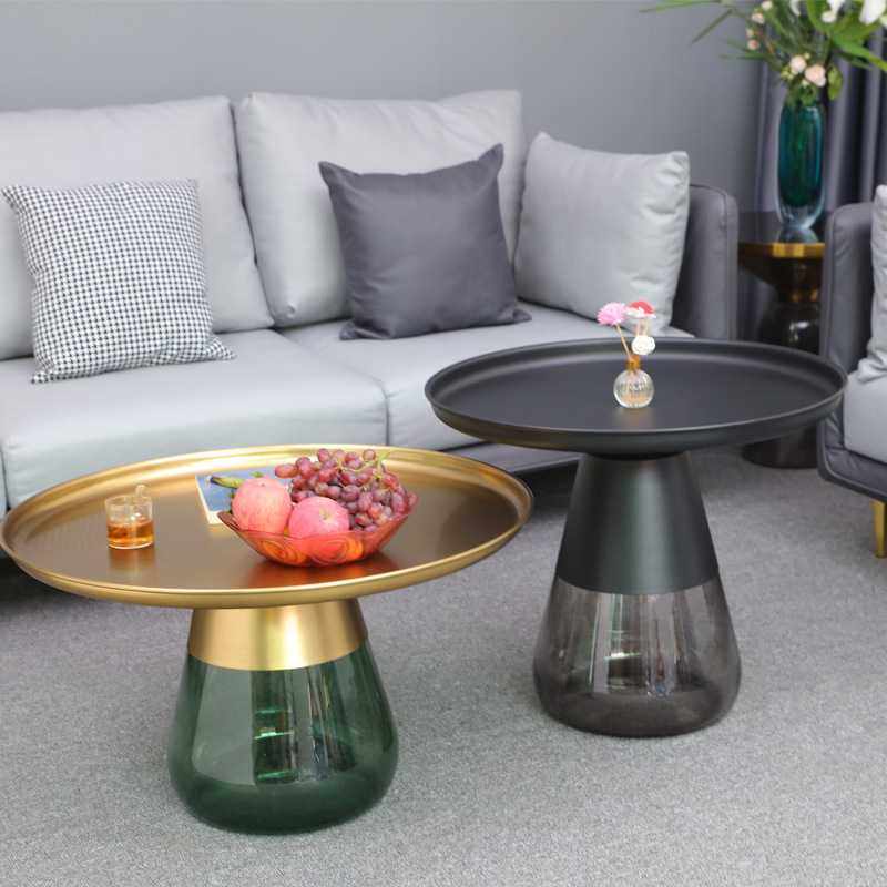 新款直销现代简约玻璃茶几圆形创意轻奢小户型客厅边几组合高矮款,住宅家具,茶几,淘宝优惠券,粉丝福利购,淘宝优惠卷