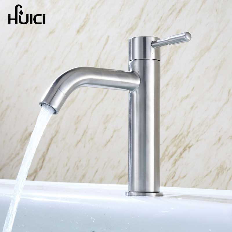 新款直销304不锈钢面盆单冷弯嘴台上盆艺术盆加高加长接口单孔单