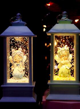 新款直销奇幻森林水晶灯摆件桌面装饰小夜灯发光家居装饰手提风灯