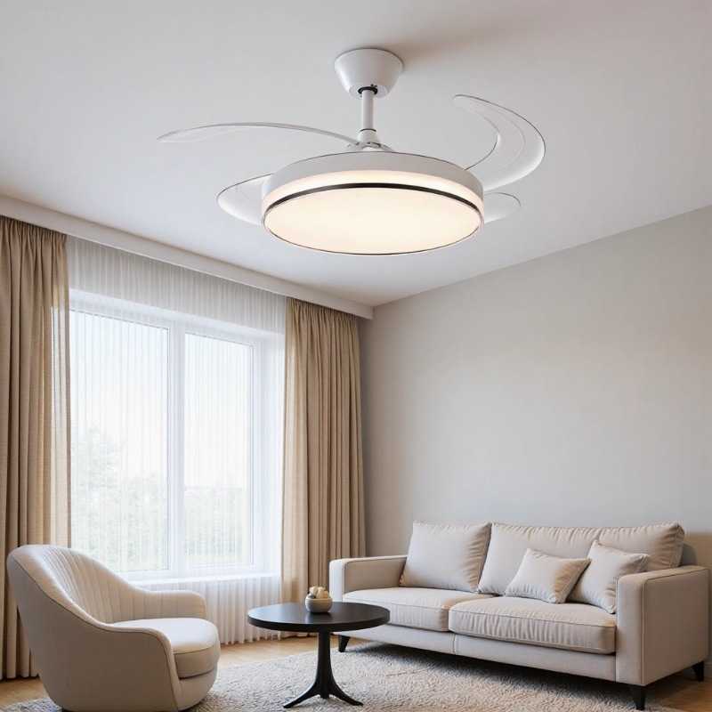 新款直销跨境客厅餐厅风扇灯出口新款灯简约卧室全光谱电风扇吊灯