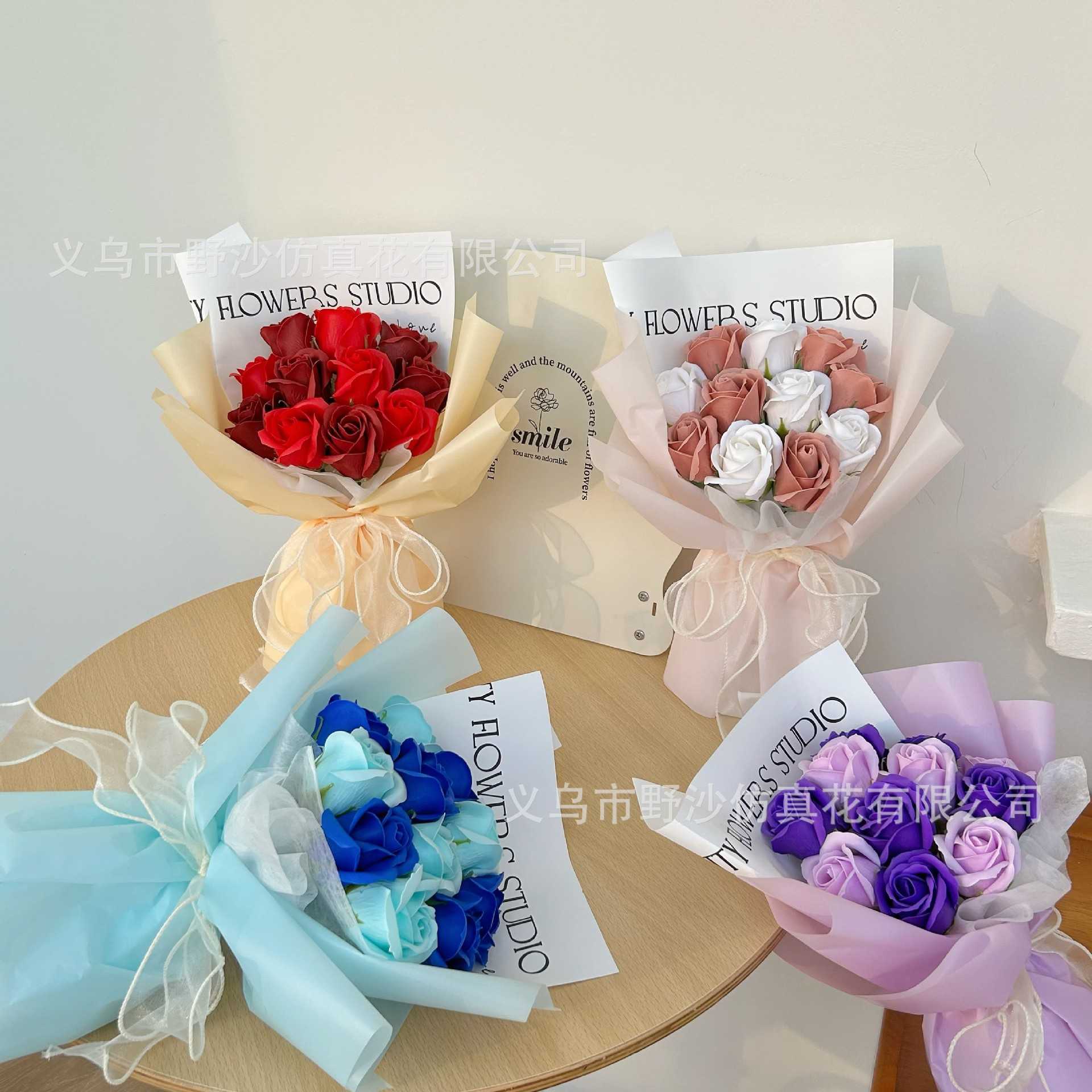 新款直销七夕情人节新款11朵玫瑰花创意花束网红仿真浪漫香皂花束