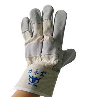 新款直销白布胶袖半皮电焊手套船厂海员架子工扎铁焊接安全防护8