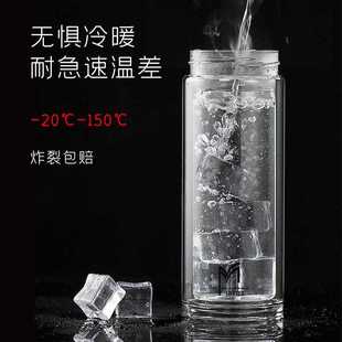 直销双层玻璃杯透明隔热水杯印字LOGO开业广告礼品家用水晶泡 新款