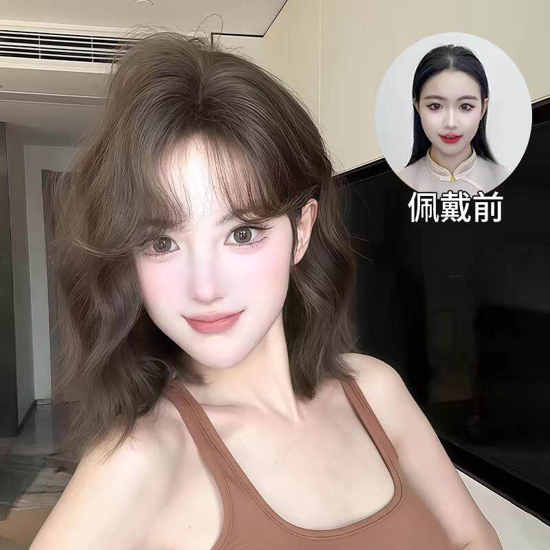 新款直销水波纹短卷发假发全头发型韩系可爱仿真发自然蓬松高颅顶