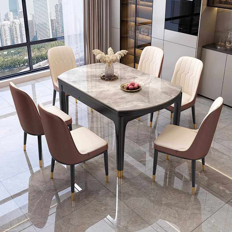 新款直销岩板餐桌可伸缩方圆两用家用小户型实木折叠现代简约轻奢,住宅家具,岩板餐桌,淘宝优惠券,粉丝福利购,淘宝优惠卷