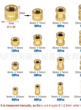 新款直销外贸新品 370pcs盒装 M2-M5黄铜注塑螺母滚花螺母螺纹镶
