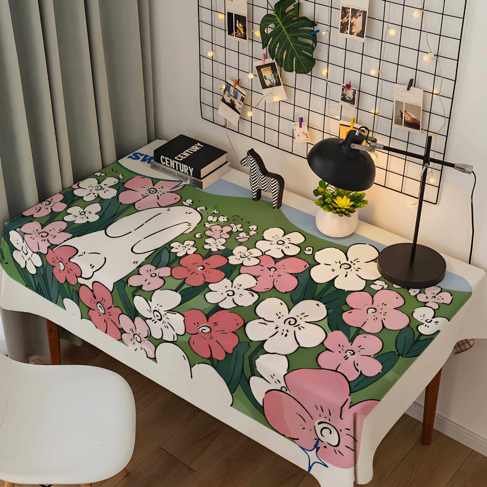新款直销ins风花朵少女心桌布学生宿舍书桌布装饰布餐桌布免洗茶,居家布艺,桌布,淘宝优惠券,粉丝福利购,淘宝优惠卷